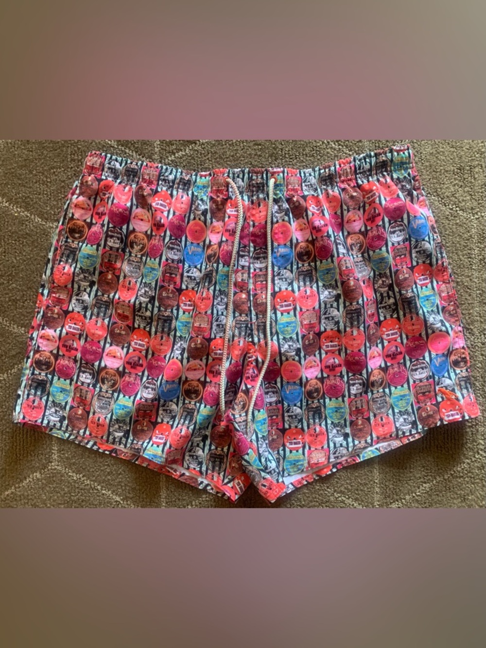 Ted Baker Swimuit Size 6 /US 38 POPOV Shorts Men’s Lined Vinyl Record Designer